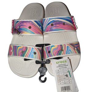 Crocs Unisex Sandals Mens Size 9 Womens Size 11 Tie Dye & Jibbitz 207248-928 New